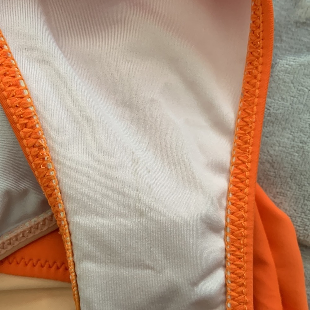 Cupshe Orange Colorblock V Neck One Piece Swimsuit - Picture 9 of 9